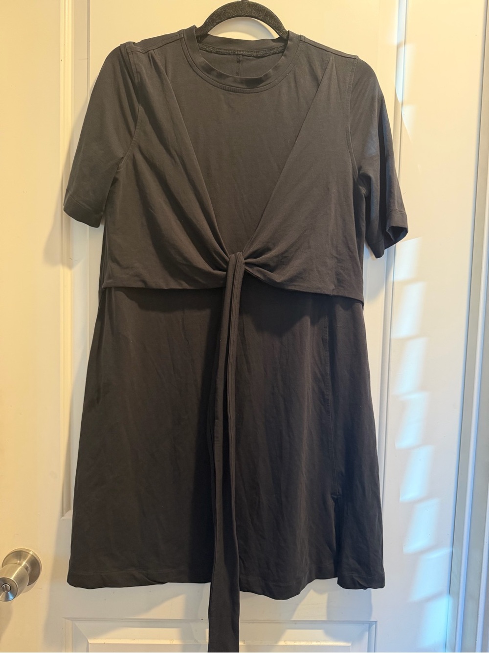 Lululemon Cotton Wrap-front T-shirt dress in black size 10